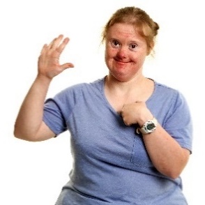 A woman pointing at herself. 