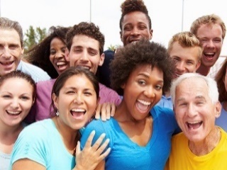 A group of happy people from the same community. 